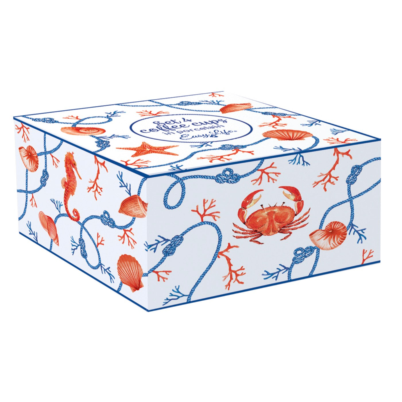 Cote De Mer - Set De 4 Tasses À Café - Porcelaine - Multicolore