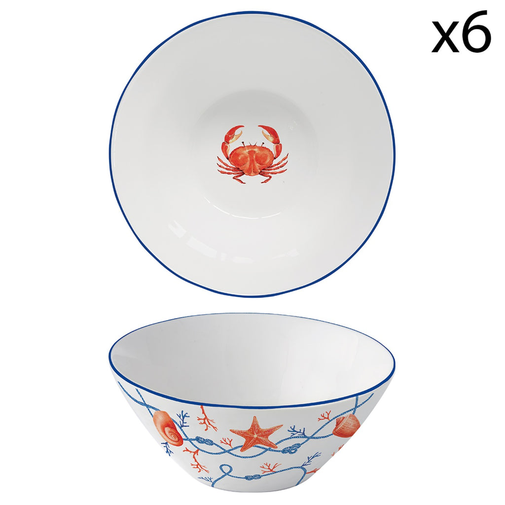 Cote De Mer - Set De 6 Bols - Porcelaine - Multicolore