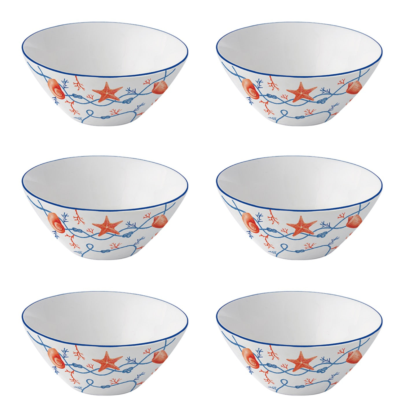 Cote De Mer - Set De 6 Bols - Porcelaine - Multicolore