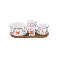 Cote De Mer - Set Apéritif Acacia Avec 4 Bols - Porcelaine Et Acacia - Multicolore