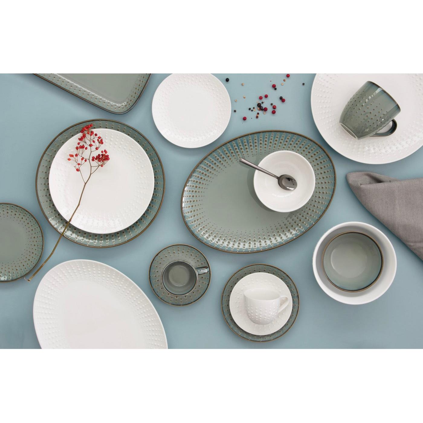 Drops - Plat De Service Ovale - Porcelaine - Blanc