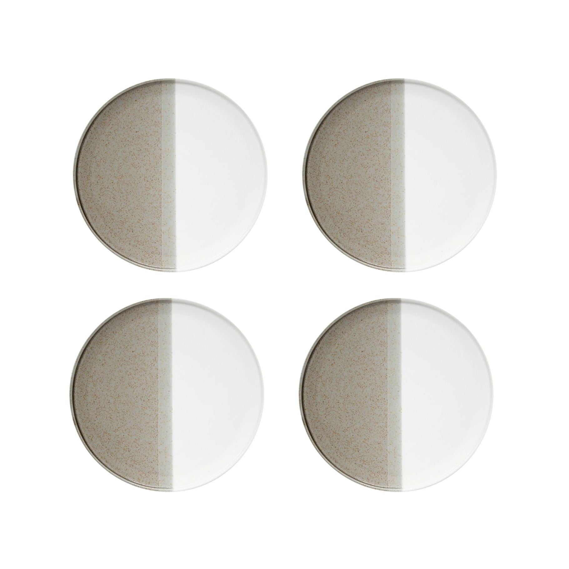 Double - Set De 4 Assiettes Plates - Porcelaine - Beige