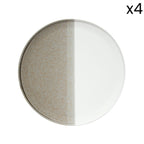 Double - Set De 4 Assiettes Plates - Porcelaine - Beige