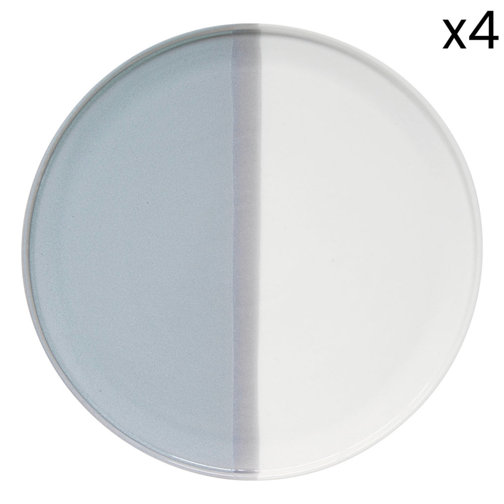 Double - Set De 4 Assiettes Plates - Porcelaine - Gris