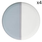 Double - Set De 4 Assiettes Plates - Porcelaine - Gris