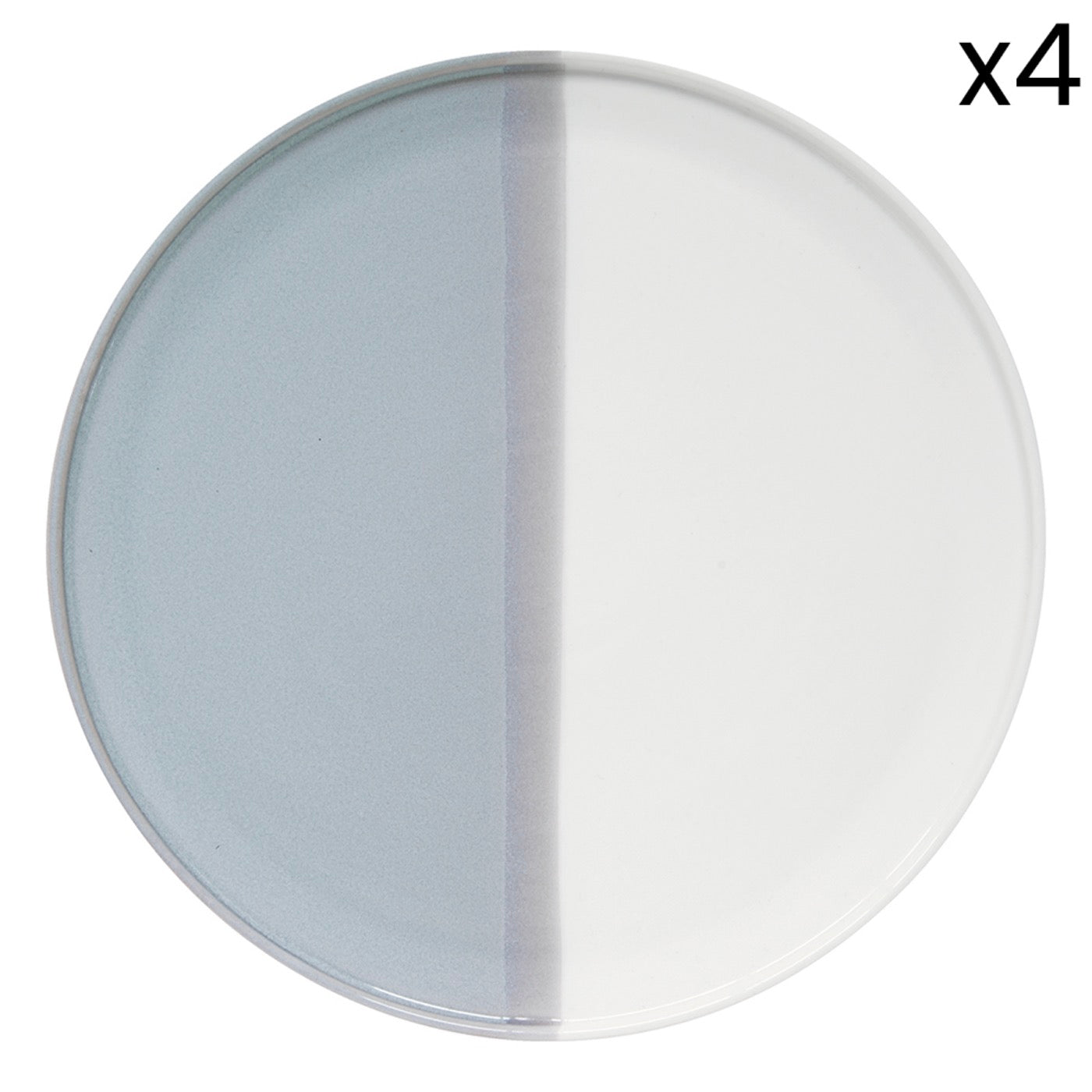 Double - Set De 4 Assiettes Plates - Porcelaine - Gris