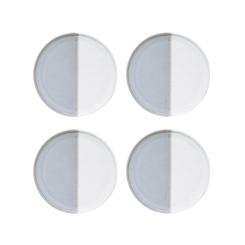 Double - Set De 4 Assiettes À Dessert - Porcelaine - Gris