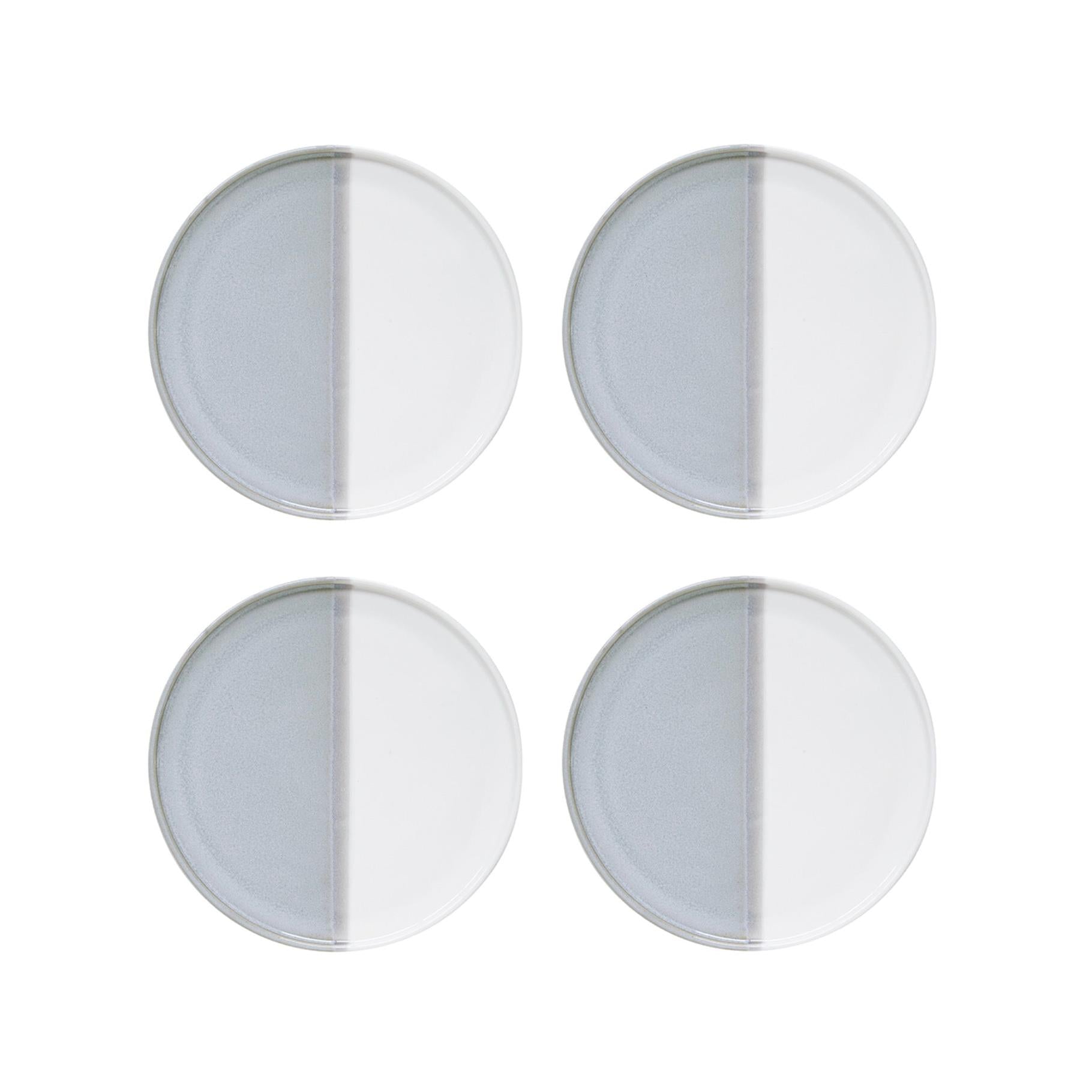 Double - Set De 4 Assiettes À Dessert - Porcelaine - Gris