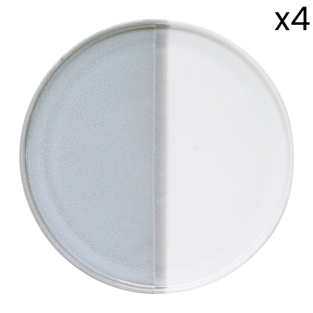 Double - Set De 4 Assiettes À Dessert - Porcelaine - Gris