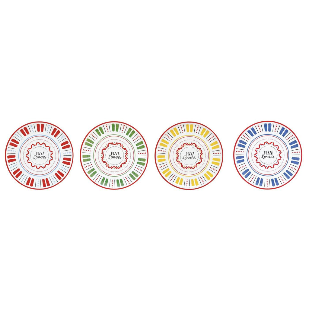 Pizza Lovers - Set De 4 Assiettes À Pizza - Porcelaine - Multicolore