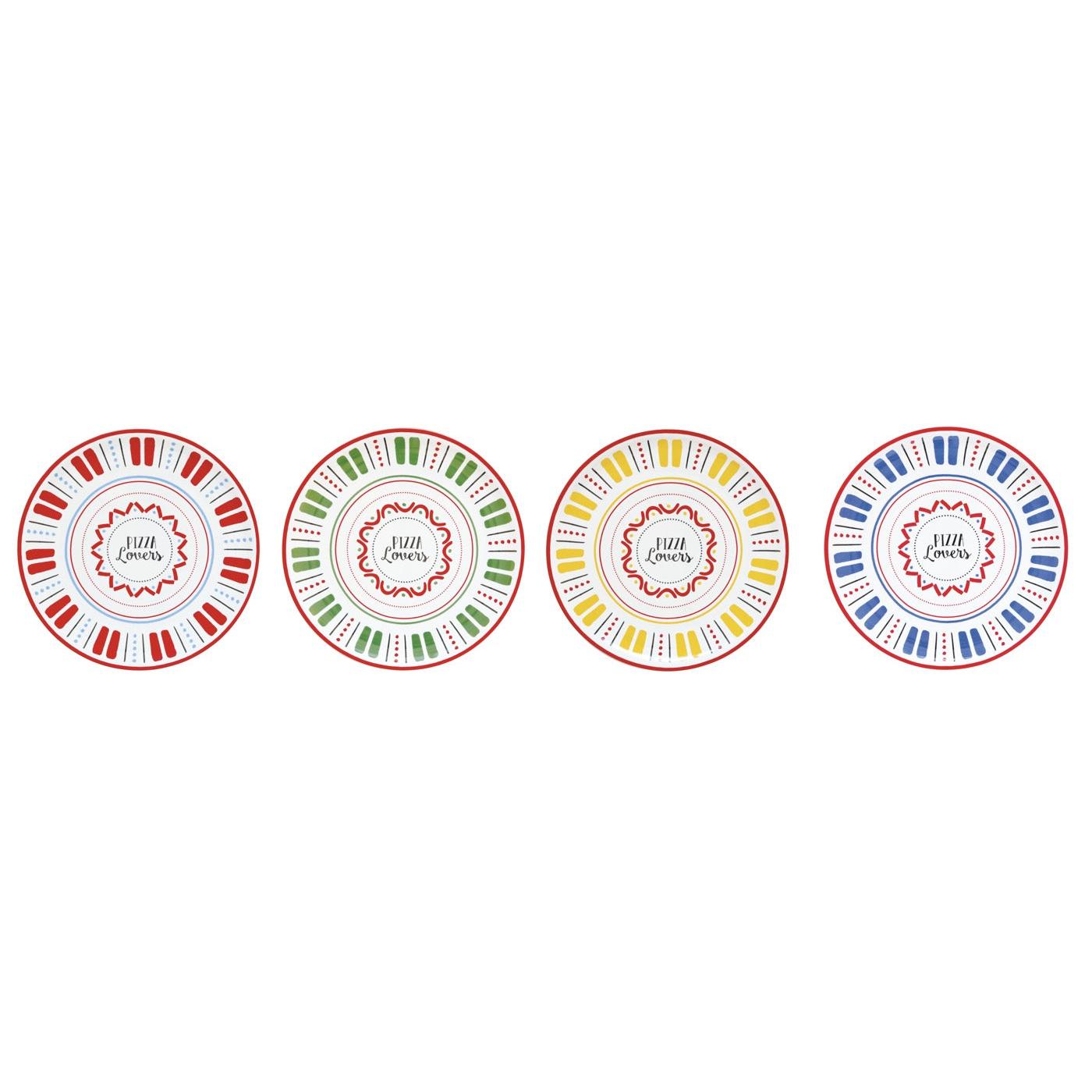 Pizza Lovers - Set De 4 Assiettes À Pizza - Porcelaine - Multicolore