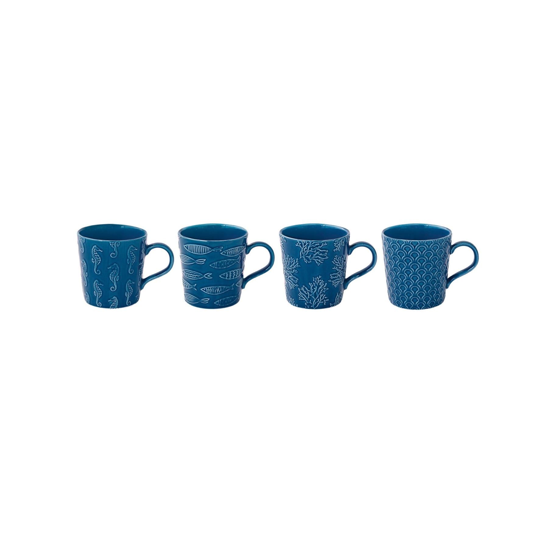 Sea Life - Set De 4 Mugs - Porcelaine - Multicolore