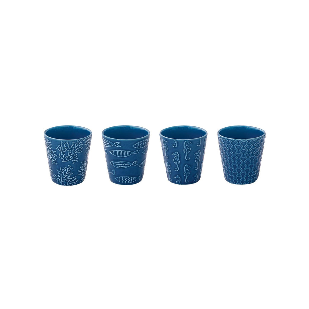 Sea Life - Set De 4 Tasses À Café - Porcelaine - Multicolore