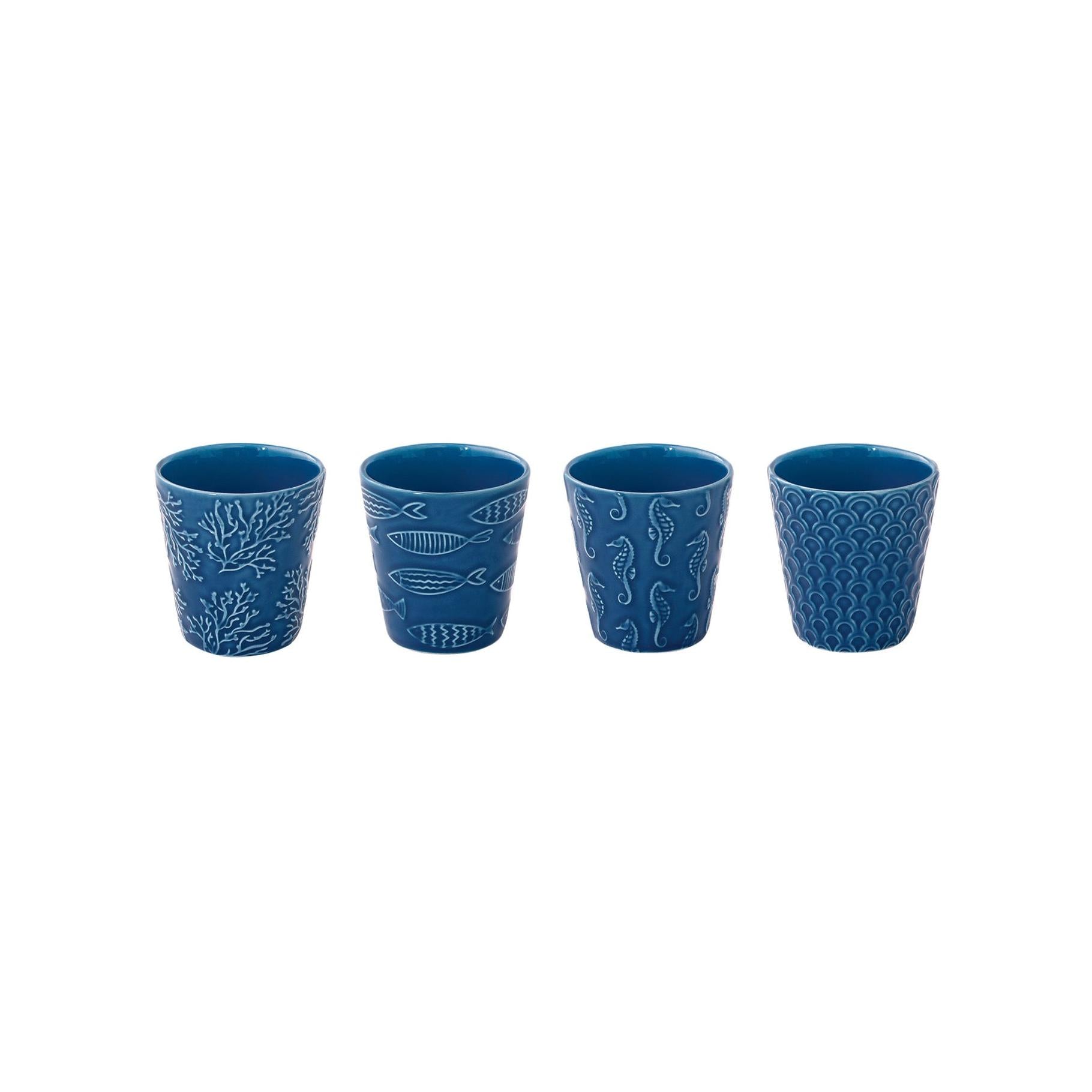 Sea Life - Set De 4 Tasses À Café - Porcelaine - Multicolore