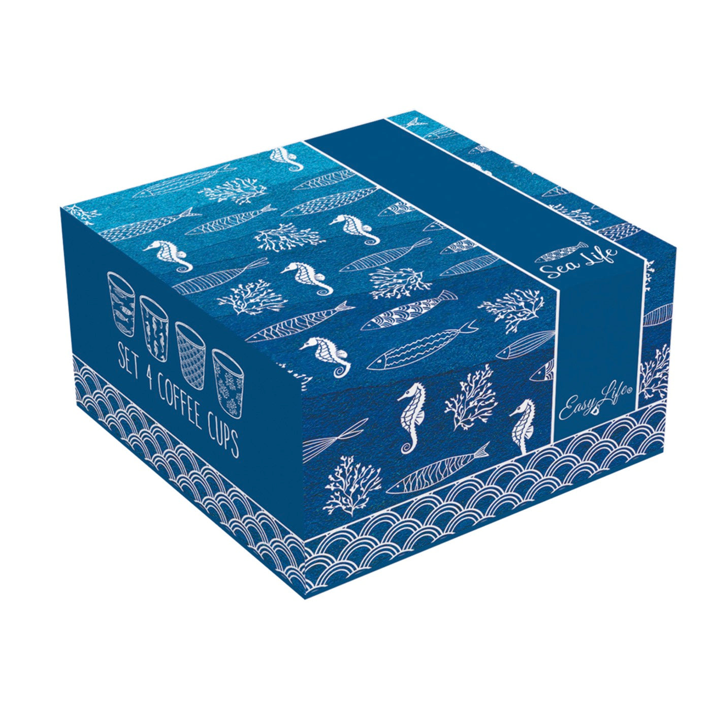 Sea Life - Set De 4 Tasses À Café - Porcelaine - Multicolore