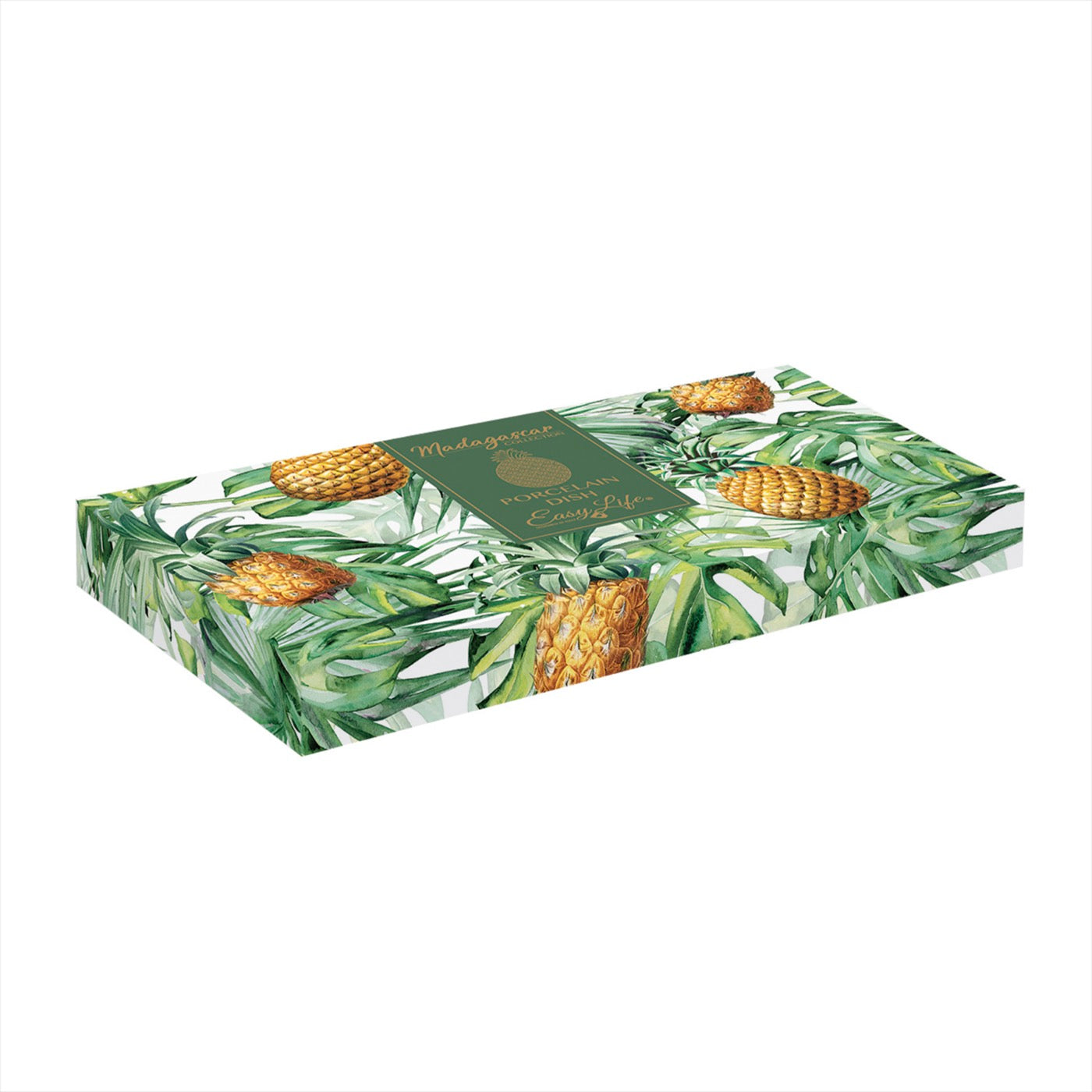 Madagascar - Plat Ananas - Porcelaine - Jaune-Vert
