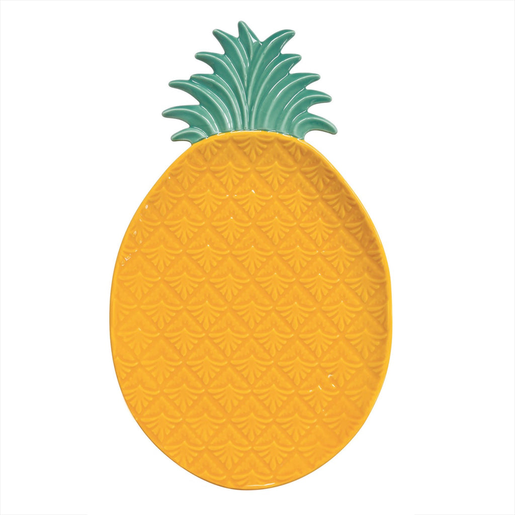 Madagascar - Plat Ananas - Porcelaine - Jaune-Vert
