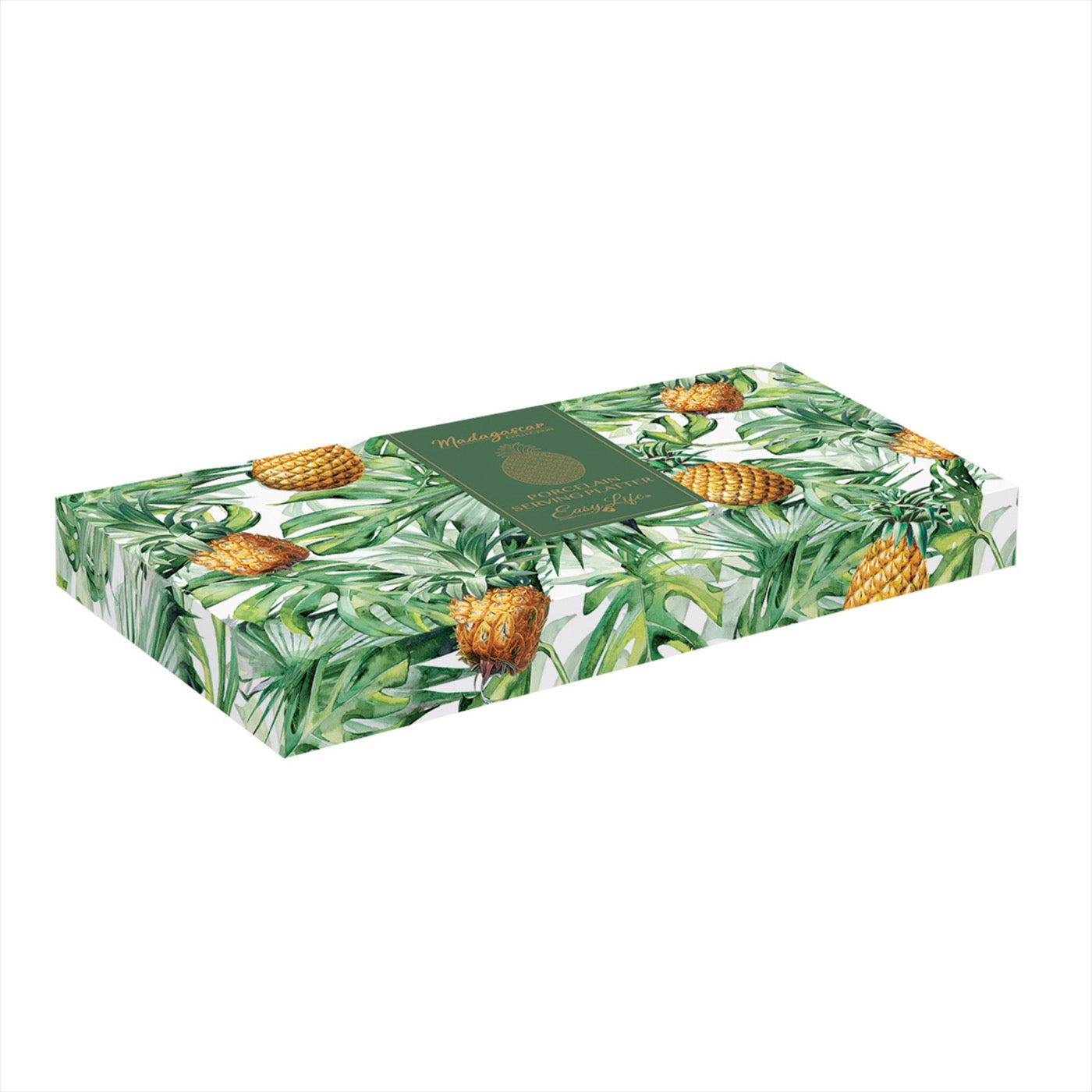 Madagascar - Plat Ananas - Porcelaine - Jaune-Vert
