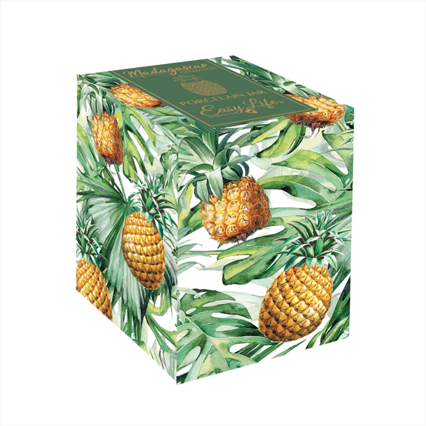 Madagascar - Bocal Ananas - Porcelaine - Jaune-Vert
