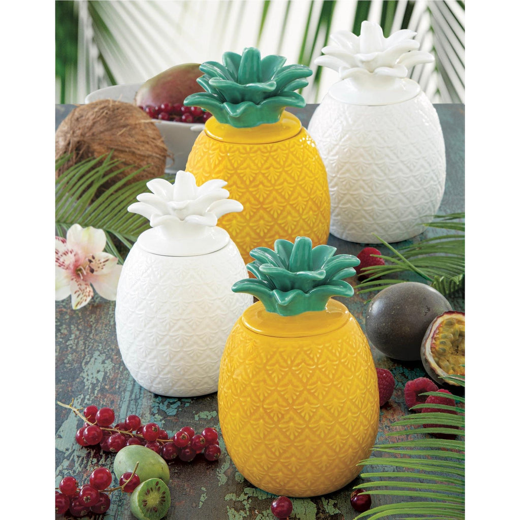Madagascar - Bocal Ananas - Porcelaine - Jaune-Vert