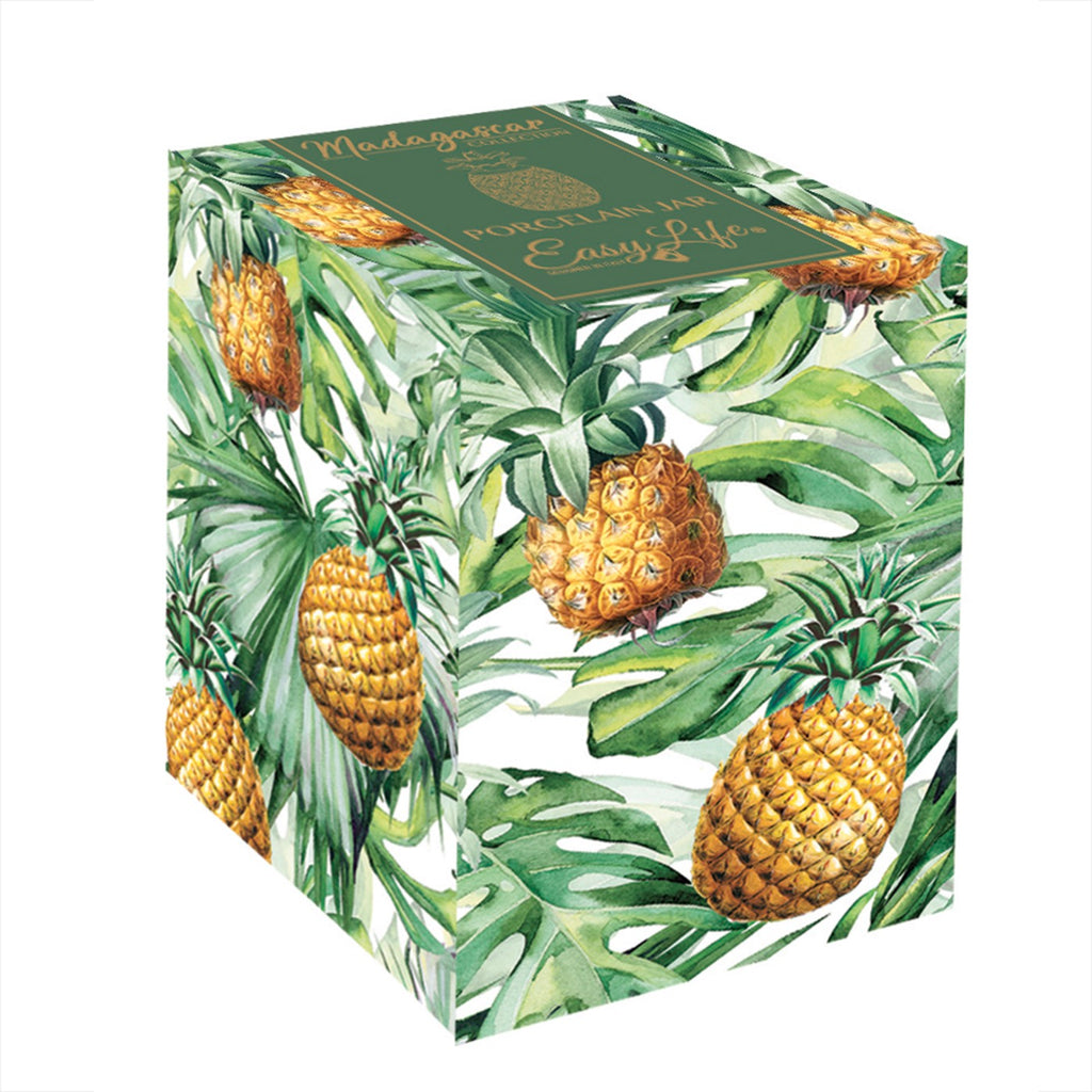 Madagascar - Bocal Ananas - Porcelaine - Jaune-Vert