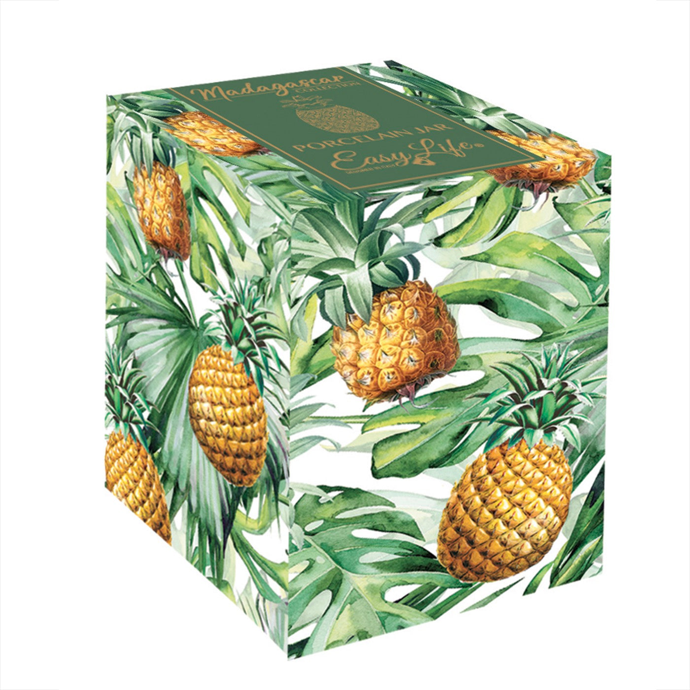Madagascar - Bocal Ananas - Porcelaine - Jaune-Vert