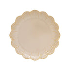 Fleuri - Set De 6 Assiettes Plates - Porcelaine - Beige