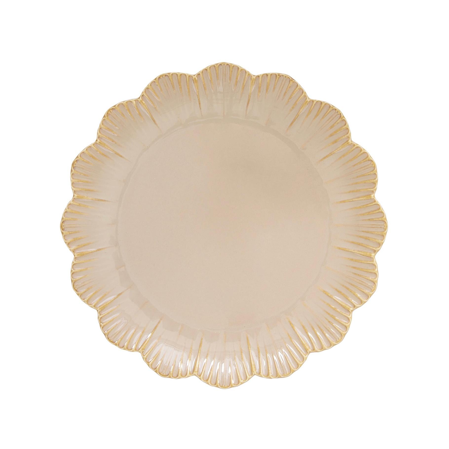 Fleuri - Set De 6 Assiettes Plates - Porcelaine - Beige