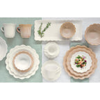 Fleuri - Set De 6 Assiettes Creuses - Porcelaine - Blanc