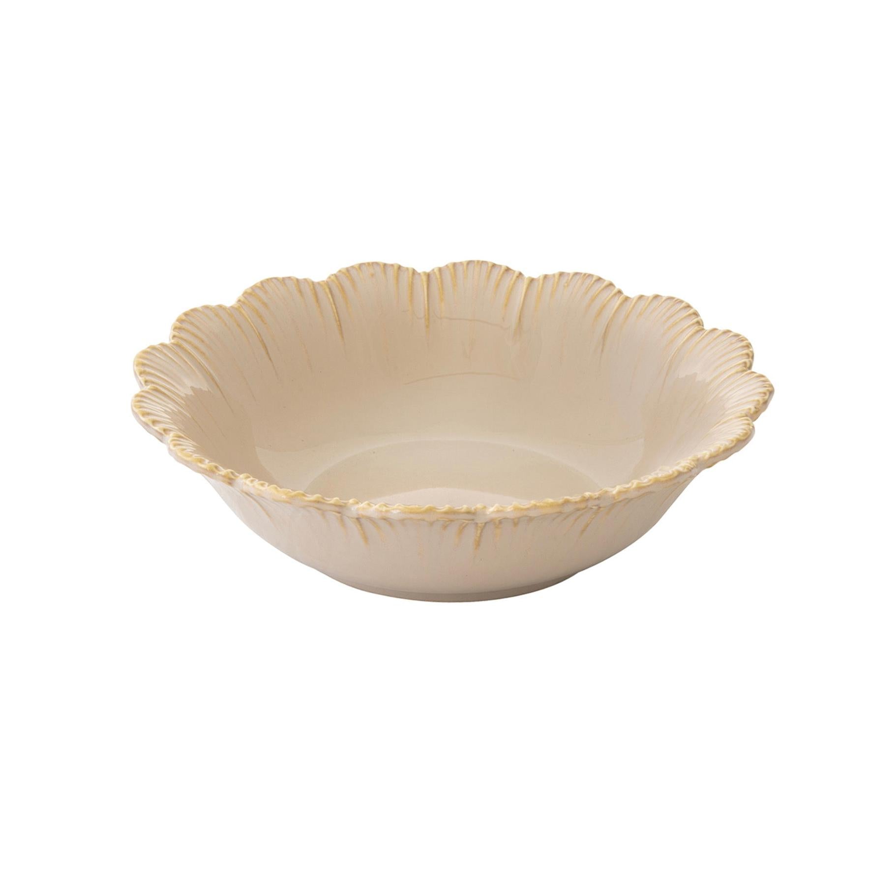 Fleuri - Set De 6 Assiettes Creuses - Porcelaine - Beige