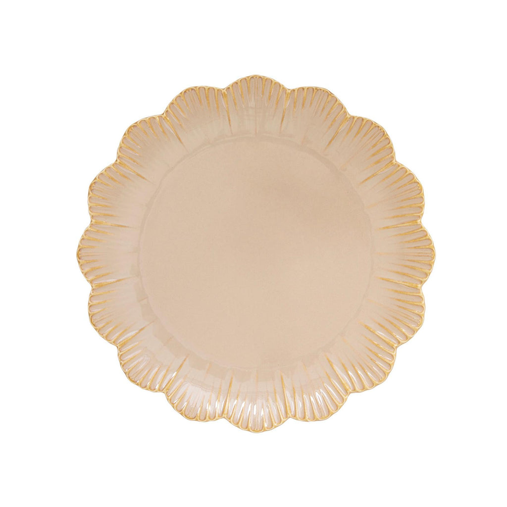 Fleuri - Set De 6 Assiettes À Dessert - Porcelaine - Beige