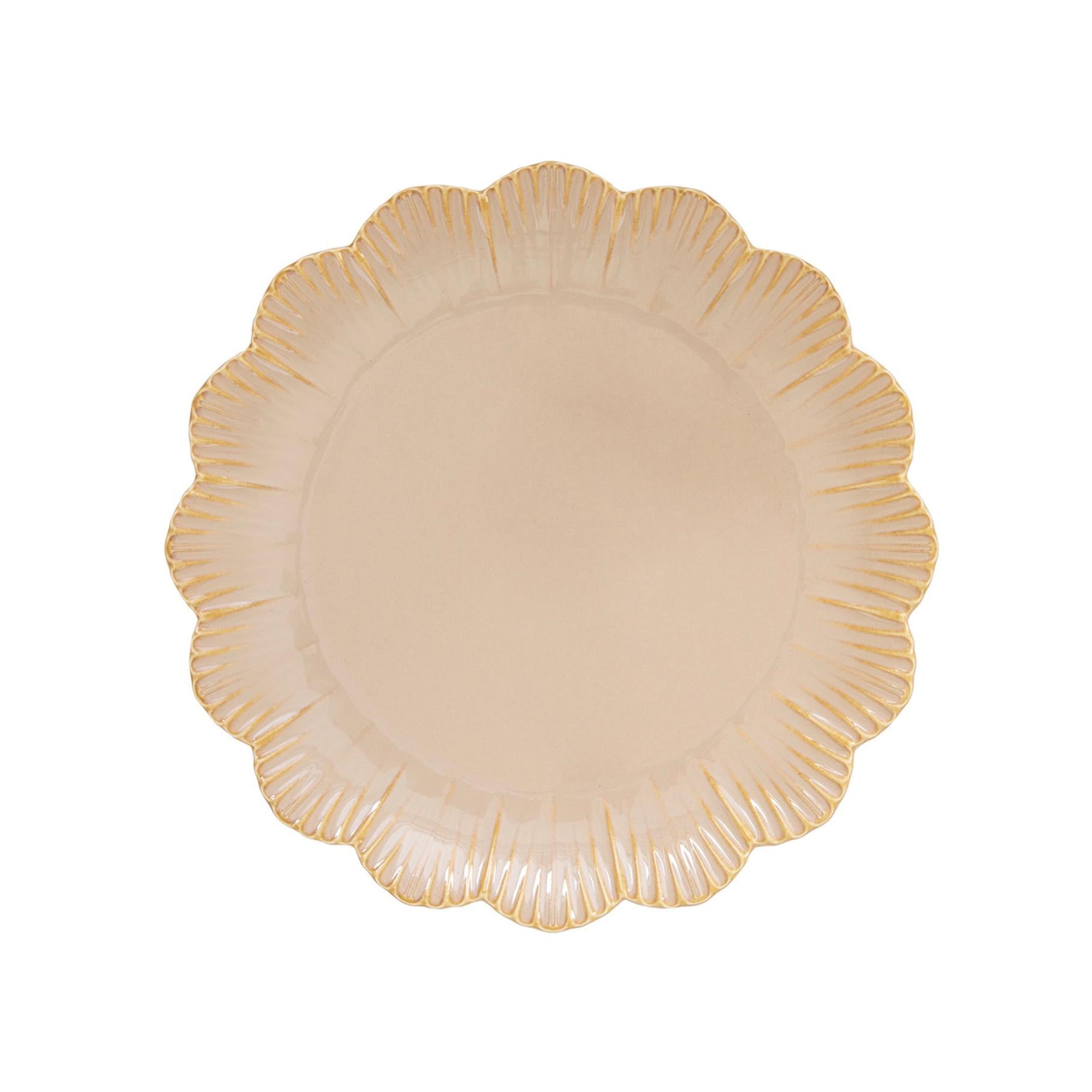 Fleuri - Set De 6 Assiettes À Dessert - Porcelaine - Beige