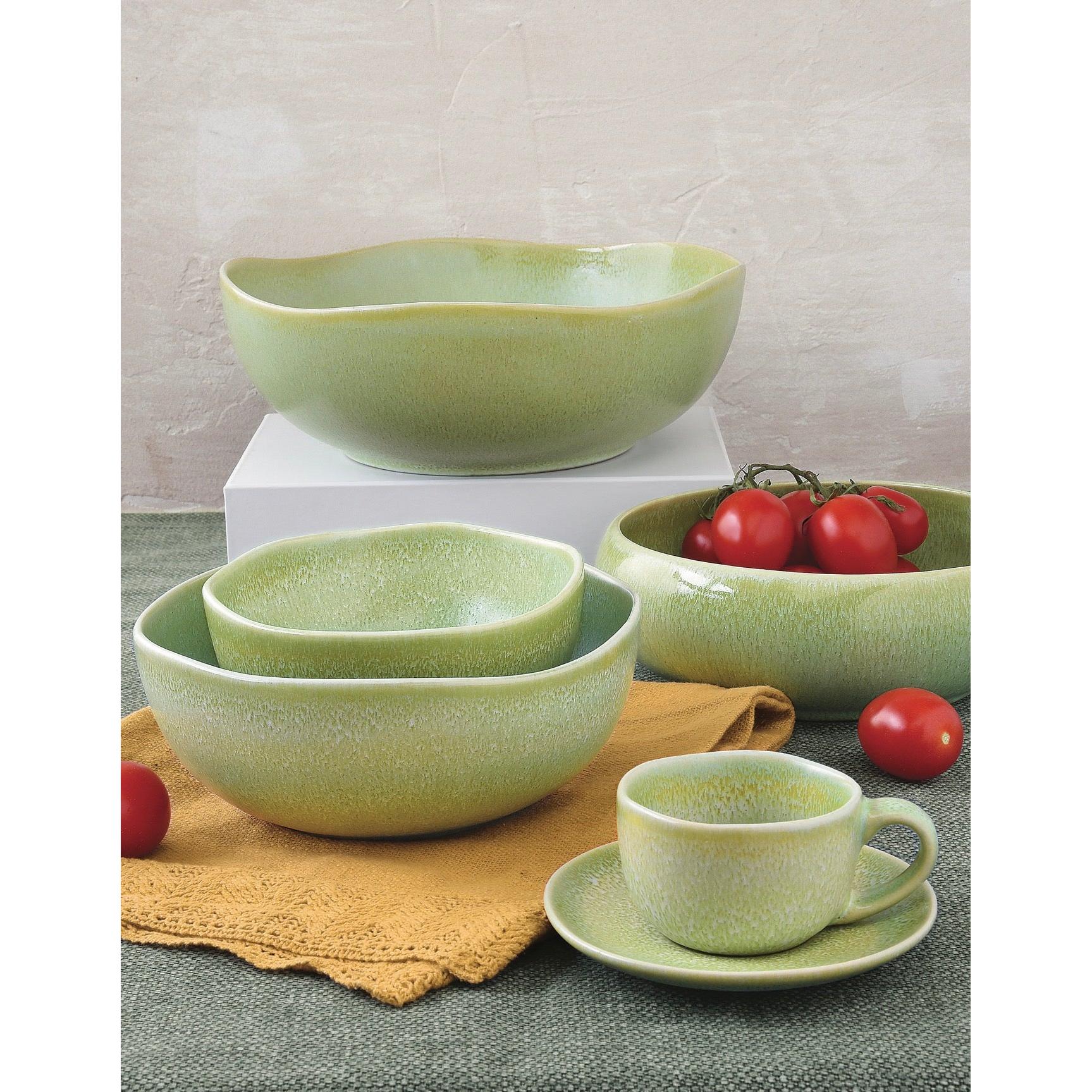 Terra - Set De 6 Assiettes Creuses - Grès - Vert