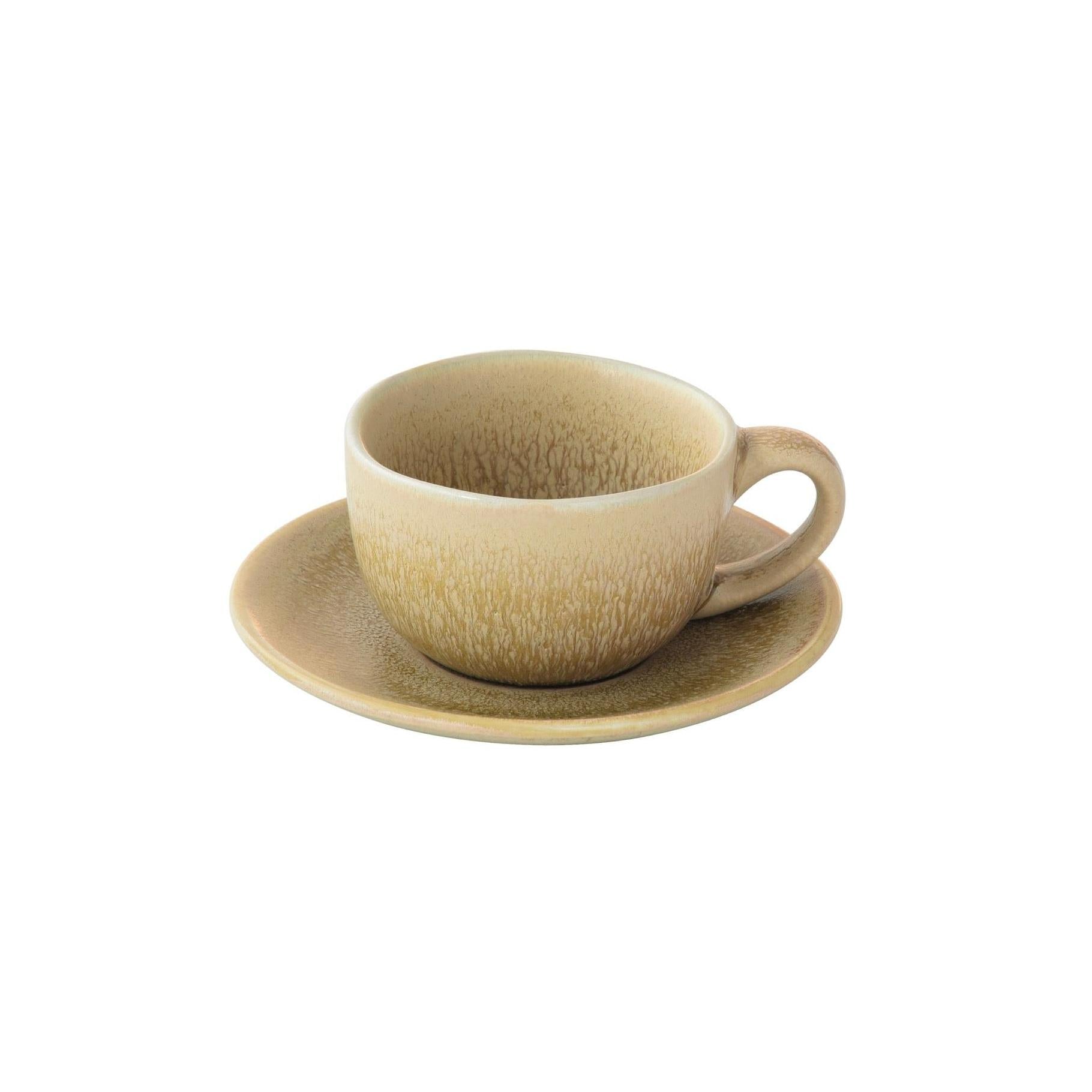 Terra - Set De 6 Tasses À Café Avec Soucoupes - Grès - Marron