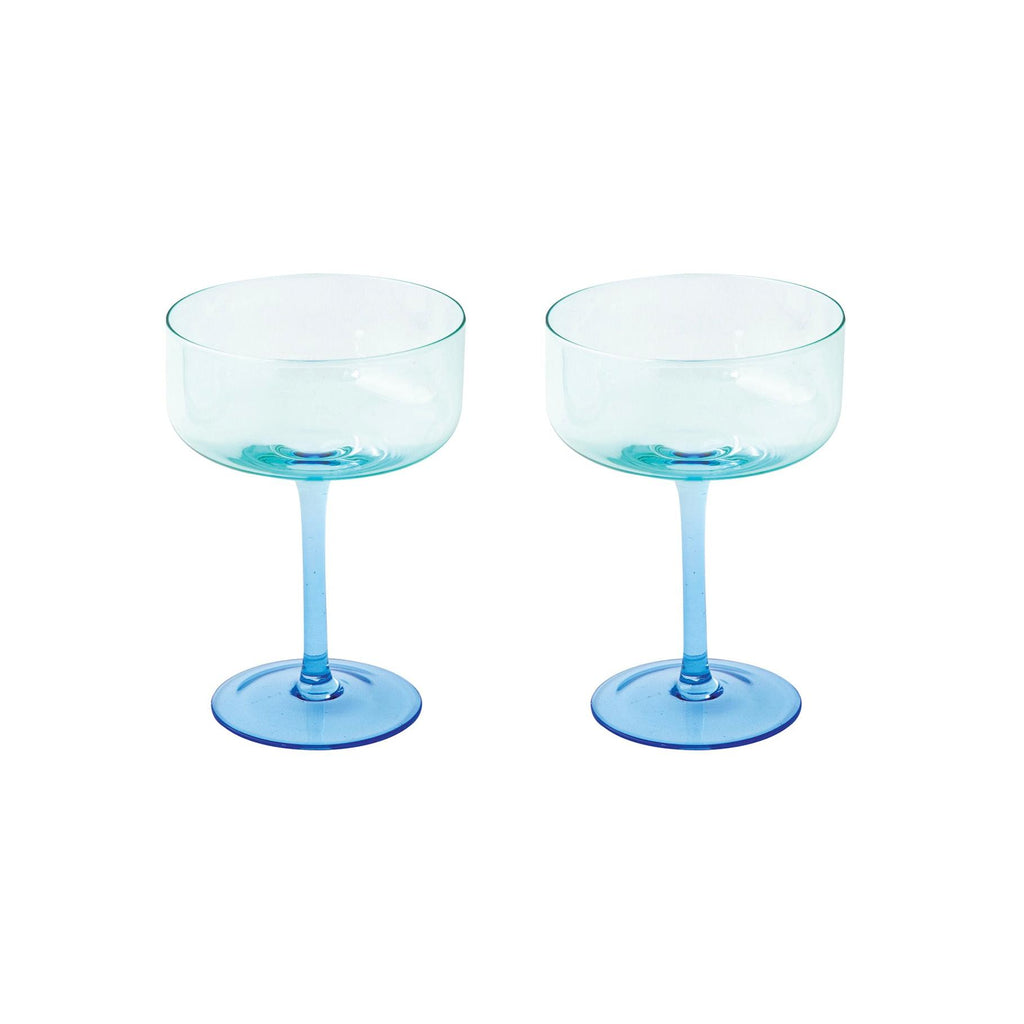 Rainbow - Set of 2 Champagne Flutes - Glass - Blue/Light Blue