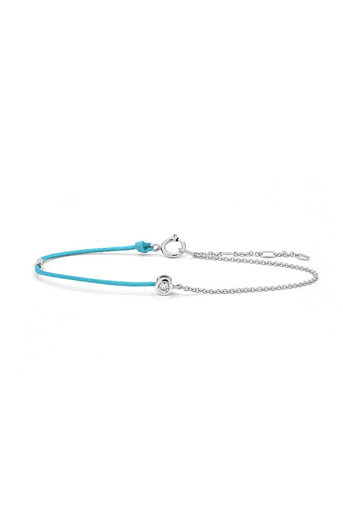 Bracelet Corde "Mon Unique" Bleu Ciel + Chaine D0,05/1