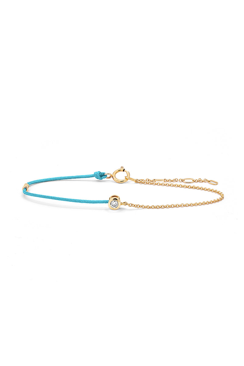 Bracelet Chaine "Mon Unique Bleu " Diamant D0,05/1