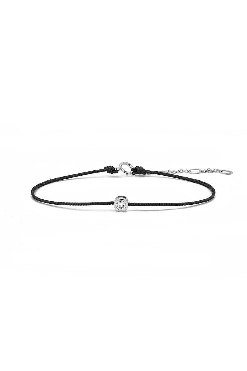 Bracelet Corde "Mon Parfait Noir" Diamant D0,10/1