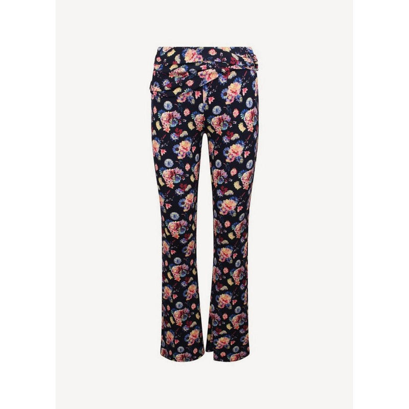Knitted Trousers - Neon Navy Flowers