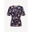Knitted Top - Mini Neon Navy Flowers