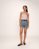 Top fluido con cuello torcido Raíz Rosa