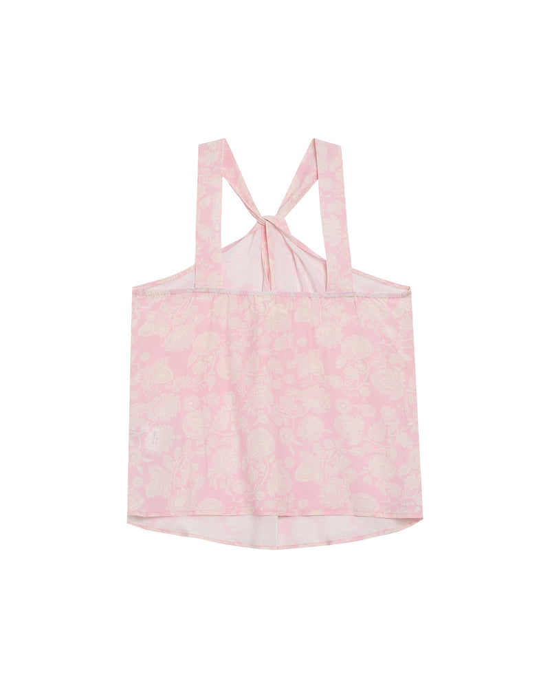 Top fluido con cuello torcido Raíz Rosa