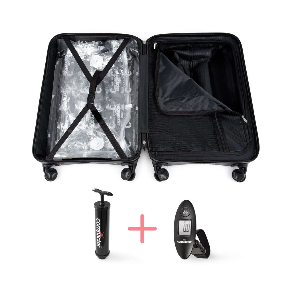 Set van 3 Ruimtebesparende Koffers - Handbagage + Maat L + Maat XL