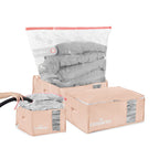 Lot 3 Housses Rangement Sous Vide - Tailles M + XXL - Rose