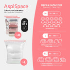 Lot 3 Sacs Rangement Sous Vide Aspispace M+L