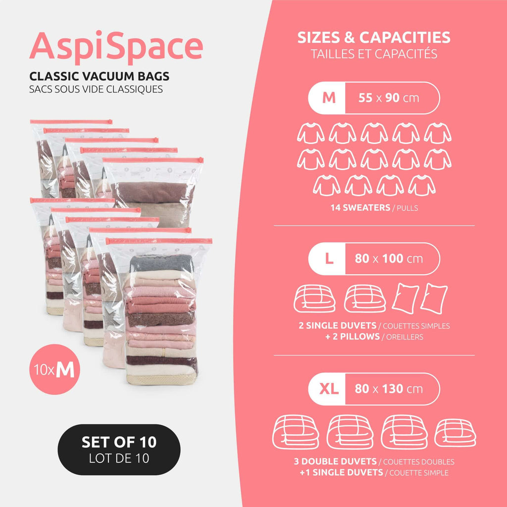Lot 10 Sacs Rangement Sous Vide Aspispace