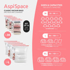 Set 10 sacchetti salvaspazio sottovuoto Aspispace - Taglie M+L + pompa