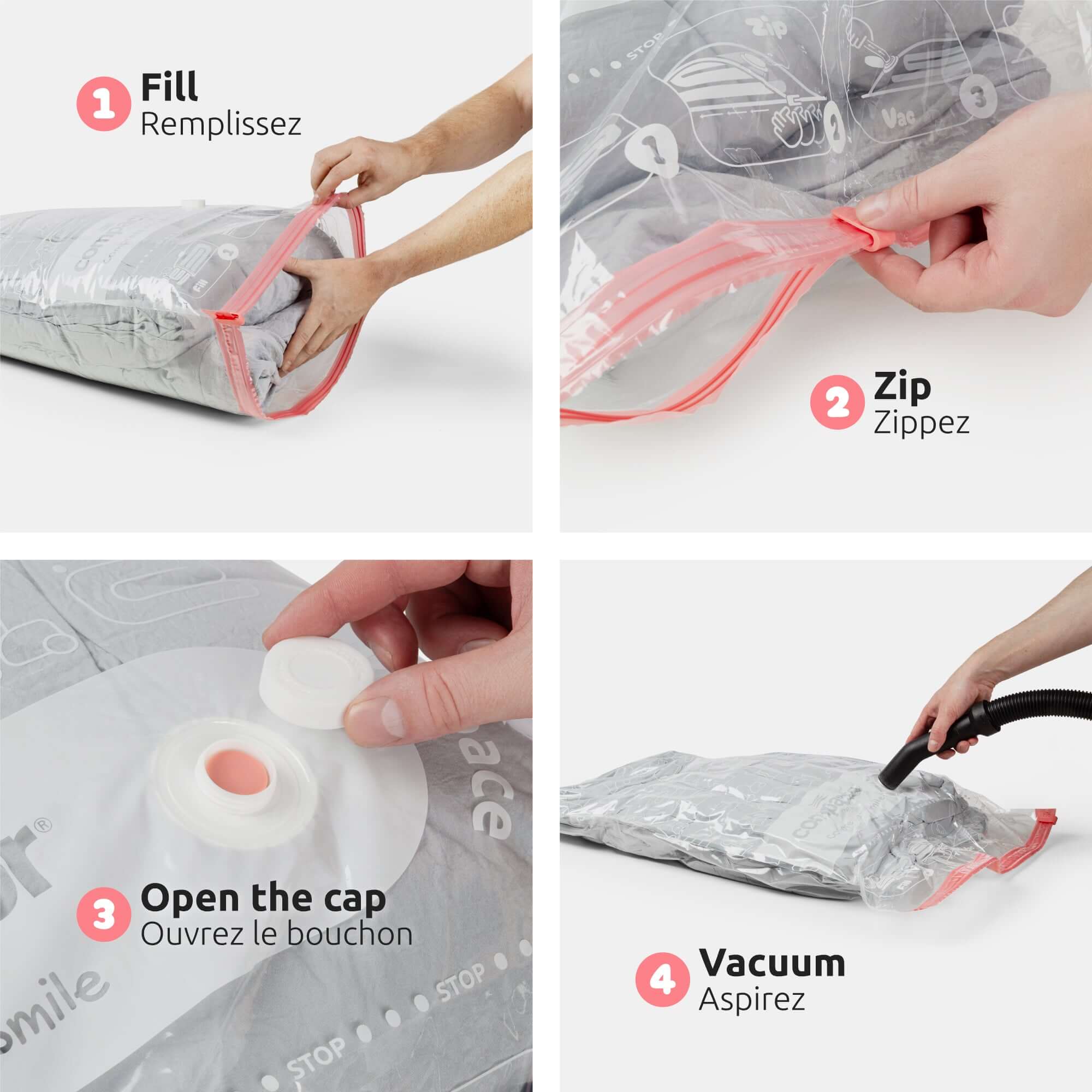 Lot De 10 Sacs De Rangement Sous Vide 5 M + 5 L Aspispace