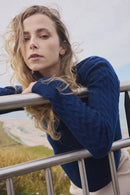 Pull Col Rond Torsades Raphaelle - Bleu Marine