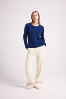 Pull Col Rond Torsades Raphaelle - Bleu Marine